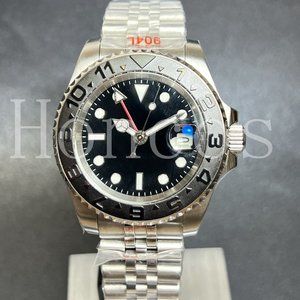 Custom Made MODS Watch with GMT Automatic Movement Silver Case Black YM 12 Hours